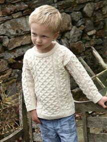 img 3 attached to 🧶 Aran Crafts Kids' Irish Cable Knit Crew Neck Sweater - 100% Merino Wool