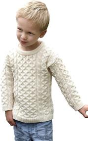 img 4 attached to 🧶 Aran Crafts Kids' Irish Cable Knit Crew Neck Sweater - 100% Merino Wool