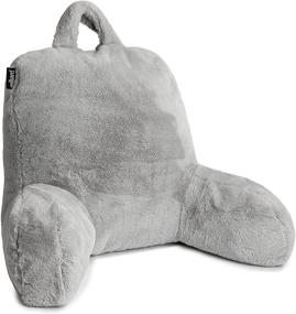 img 4 attached to 🛏️ Milliard Shredded Memory Foam Reading Pillow – Back Rest Pillow for Bed Sitting with Removable Faux Fur Cover, 18x15 inches, Light Grey