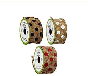 img 1 attached to 🌹 Rustic Floral Garden Patterned Wired Burlap Ribbon, 3-yd. Rolls in Black, Red & White