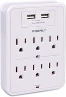💡 powrui surge protector with 2 usb charging ports & 6-outlet extender - white (etl listed) logo
