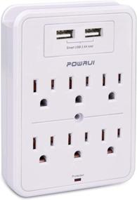 img 4 attached to 💡 POWRUI Surge Protector with 2 USB Charging Ports & 6-Outlet Extender - White (ETL Listed)