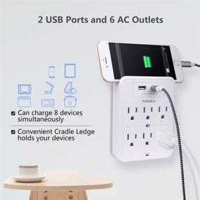 img 2 attached to 💡 POWRUI Surge Protector with 2 USB Charging Ports & 6-Outlet Extender - White (ETL Listed)