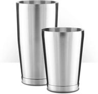 premium piña barware stainless steel boston shaker tin set - professional grade commercial quality - 28oz. & 18oz. with brushed finish (1 pair) logo