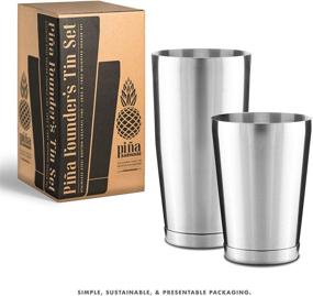 img 1 attached to Premium Piña Barware Stainless Steel Boston Shaker Tin Set - Professional Grade Commercial Quality - 28oz. & 18oz. with Brushed Finish (1 Pair)