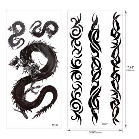 img 3 attached to 🐉 Temporary Tattoo Stickers for Adults, Kids, Women, and Men (18 Sheets) - Konsait Fake Tattoo Paper Kit with Dragon Eye, Heartbeat, Tiger, Vine, Scorpion Graphic, and Skull Cover Up Set