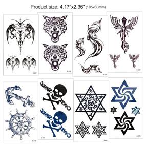 img 1 attached to 🐉 Temporary Tattoo Stickers for Adults, Kids, Women, and Men (18 Sheets) - Konsait Fake Tattoo Paper Kit with Dragon Eye, Heartbeat, Tiger, Vine, Scorpion Graphic, and Skull Cover Up Set