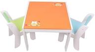 🦉 labebe wood toddler table and chair set: orange owl design for 1-5 year olds | ideal baby activity table and chair | kid's desk chair and play table | includes kid-friendly table cover and toys logo