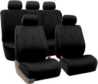 fh group pu009black115 black rome pu leather car seat cover (split bench and airbag ready full set) logo