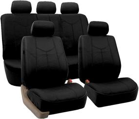 img 3 attached to FH Group PU009BLACK115 Black Rome PU Leather Car Seat Cover (Split Bench And Airbag Ready Full Set)