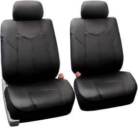 img 2 attached to FH Group PU009BLACK115 Black Rome PU Leather Car Seat Cover (Split Bench And Airbag Ready Full Set)