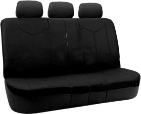 img 1 attached to FH Group PU009BLACK115 Black Rome PU Leather Car Seat Cover (Split Bench And Airbag Ready Full Set)