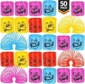 img 4 attached to 🎉 Mega Pack of 50 Assorted Emoji Silly Faces and Colors Coil Springs - Mini Toy for Party Favor, Carnival Prize, Gift Bag Filler, Stocking Stuffers