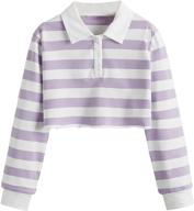 👚 floerns button collar striped sleeve girls' tops, tees & blouses for clothing logo