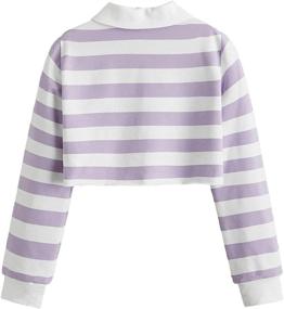 img 3 attached to 👚 Floerns Button Collar Striped Sleeve Girls' Tops, Tees & Blouses for Clothing
