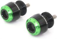 mc motoparts atom green 8mm cnc swingarm spools compatible with street triple 675 / r 2011-2017 logo