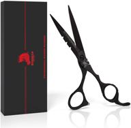 professional barber scissors for men - beard, hair, mustache shears for haircut, grooming, cutting, and trimming by bossman (black) logo