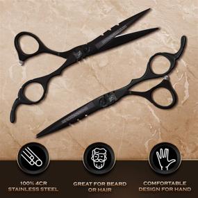 img 2 attached to Professional Barber Scissors for Men - Beard, Hair, Mustache Shears for Haircut, Grooming, Cutting, and Trimming by Bossman (Black)