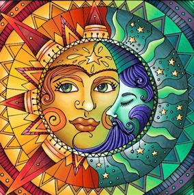 img 4 attached to 🌞 Sun and Moon Stars Fractal Face Hippie Embroidery Cross Stitch Kit - Printed Pattern Starter Kit by Abillyn