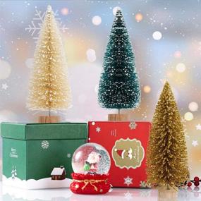 img 1 attached to 🌲 AerWo 24PCS Artificial Mini Christmas Trees: Upgrade Your Winter Decor with Sisal Trees and Wood Base Ornaments in Green, Gold, and Ivory