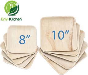 img 3 attached to 🌱 EnviKitchen - Square Plates Set of Areca Palm Leaf - Eco Friendly, All Natural, Compostable, Biodegradable Disposable - Heavy Duty Design for Salads, Desserts, Wedding Party Dinnerware (24x10" & 24x8")