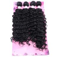 frelyn deep wave synthetic hair extensions – 4 bundles curly 💁 weave, black color, 16 18 18 20 inches – heat resistant fiber logo