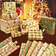 🎁 joyoldelf kraft christmas wrapping paper rolls - 6 rolls, 16.14"x 92.52" gift wrap, christmas elements collection logo