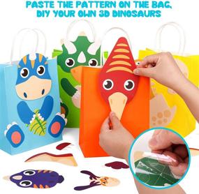 img 2 attached to 🦖 Mocoosy 18 Pack DIY Dinosaur Party Favor Gift Bags with Handles - Dinosaur Goodie Bags for Kids Birthday, Dino Candy Treat Bags for Boys Girls Dinosaur Birthday Party Supplies in Vibrant Rainbow Colors