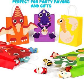 img 3 attached to 🦖 Mocoosy 18 Pack DIY Dinosaur Party Favor Gift Bags with Handles - Dinosaur Goodie Bags for Kids Birthday, Dino Candy Treat Bags for Boys Girls Dinosaur Birthday Party Supplies in Vibrant Rainbow Colors