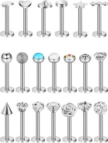 img 4 attached to Pieces Stainless Crystal Piercing Jewelry