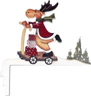 🦌 khevga wooden reindeer with scooter christmas door decoration - festive door frame decor for christmas - enhance your christmas door décor логотип