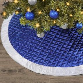 img 4 attached to 🎄 48 Inch Blue Silver Luxury Christmas Tree Skirt - Ivenf Faux Silk Holiday Decorations
