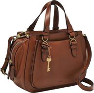 fashionably chic: fossil women's brooke leather satchel purse handbag logo