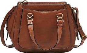 img 2 attached to Fashionably Chic: Fossil Women's Brooke Leather Satchel Purse Handbag