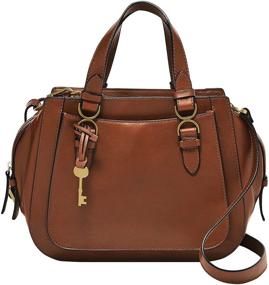 img 1 attached to Fashionably Chic: Fossil Women's Brooke Leather Satchel Purse Handbag