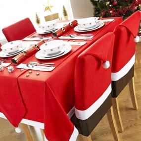 img 1 attached to 🎅 Santa Hat Christmas Chair Covers - Set of 2 / 4, Perfect for Festive Restaurant, Kitchen, Wedding, Ceremony, Banquet, and Dining Decorations in Hotels, Living Rooms, Bedrooms, and More!