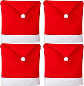 img 4 attached to 🎅 Santa Hat Christmas Chair Covers - Set of 2 / 4, Perfect for Festive Restaurant, Kitchen, Wedding, Ceremony, Banquet, and Dining Decorations in Hotels, Living Rooms, Bedrooms, and More!