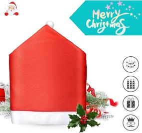 img 2 attached to 🎅 Santa Hat Christmas Chair Covers - Set of 2 / 4, Perfect for Festive Restaurant, Kitchen, Wedding, Ceremony, Banquet, and Dining Decorations in Hotels, Living Rooms, Bedrooms, and More!