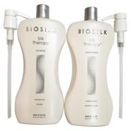 🧴 34oz bundle of biosilk silk therapy shampoo and conditioner with two pump dispensers logo