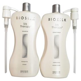 img 3 attached to 🧴 34oz Bundle of Biosilk Silk Therapy Shampoo and Conditioner with Two Pump Dispensers