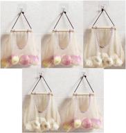 hanging mesh bag for reusable storage of vegetables, fruits, garlick, potatoes, onions, or garbage логотип