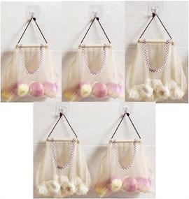 img 4 attached to Hanging Mesh Bag for Reusable Storage of Vegetables, Fruits, Garlick, Potatoes, Onions, or Garbage