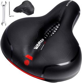 img 4 attached to 🚲 Comfortable Black Waterproof Gel Bike Saddle Seat Cushion for Men and Women - Wide 9.8x7.9in, Soft 3.5in Thick Bicycle Seat for City Mountain Bike MTB - Includes Installation Tools