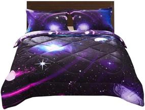 img 4 attached to 🌌 Galaxy Purple Comforter Sets Twin 3 Pcs for Boys and Girls, Kids Twin Size Galaxy Bedding Sets, Purple Space Bedspread Quilt Comforter Sets, Twin Purple Galaxy Comforter Sets for Space Theme Décor