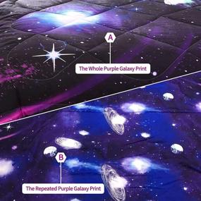 img 1 attached to 🌌 Наборы покрывал Galaxy Purple Twin 3 шт. для мальчиков и девочек, детские наборы постельного белья Twin Size Galaxy, фиолетовые одеяла-покрывала Space Bedspread Quilt, наборы покрывал Twin Purple Galaxy для декора в космической тематике.