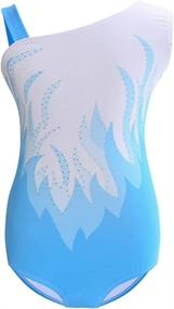 img 4 attached to 🔥 Flame Swirl One Cold Shoulder Girls Dance Leotard - Athletic Gymnastic Bodysuit