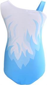 img 3 attached to 🔥 Flame Swirl One Cold Shoulder Girls Dance Leotard - Athletic Gymnastic Bodysuit