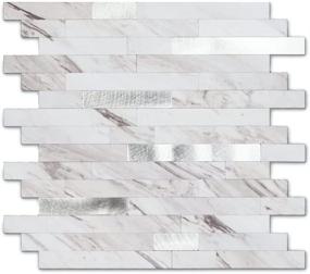 img 4 attached to 🏠 Yipscazo Peel and Stick Stone Metal Tile Backsplash, Easy-to-Install Kitchen Backsplash (12'' X 12'', Set of 5 Sheets in Carla) - Effortless Upgrade for Your Home!