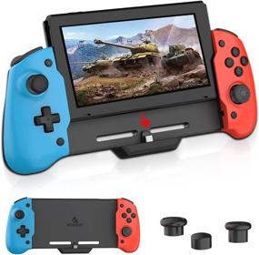 img 4 attached to NexiGo Nintendo Switch Handheld Mode Controller - Ergonomic Design, 6-Axis Gyro, Dual Motor Vibration - Blue & Red Color, Universal Compatibility (excluding OLED)