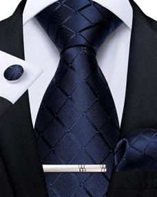 img 3 attached to DiBanGu Plaids Necktie Set with Handkerchief and Cufflinks